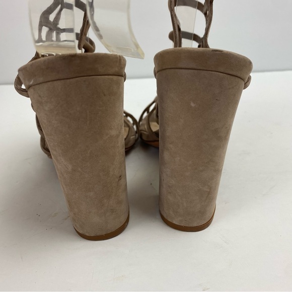 Schutz Women's Jaden Dress Strappy Gladiator Sandals Heels Tan Taupe Nubuck 7.5 - Picture 5 of 13